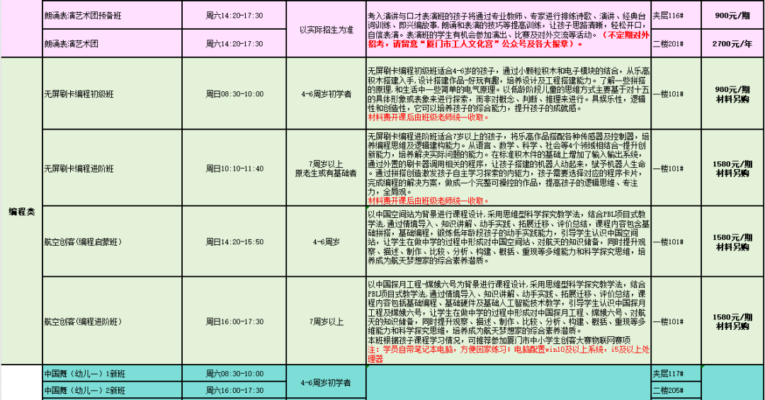 速来！厦门市工人文化宫2024年秋季少儿培训班开始招生啦